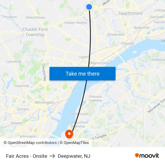 Fair Acres - Onsite to Deepwater, NJ map