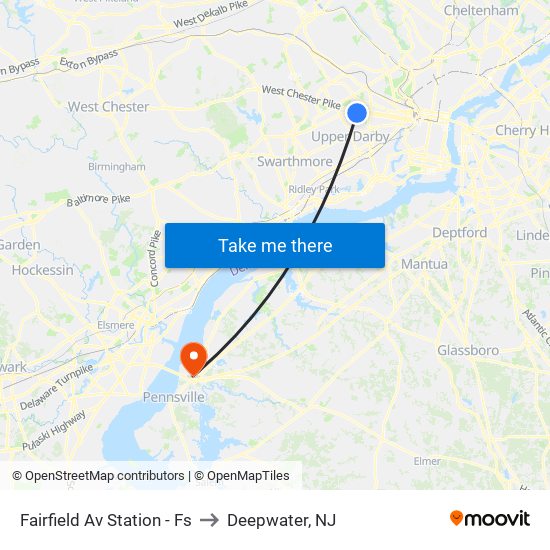 Fairfield Av Station - Fs to Deepwater, NJ map