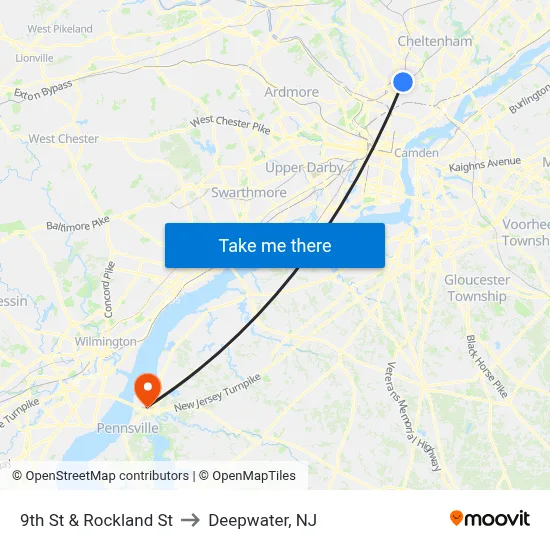 9th St & Rockland St to Deepwater, NJ map