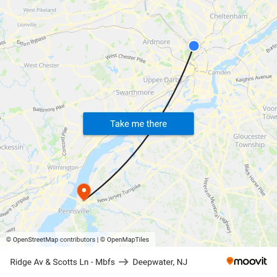 Ridge Av & Scotts Ln - Mbfs to Deepwater, NJ map
