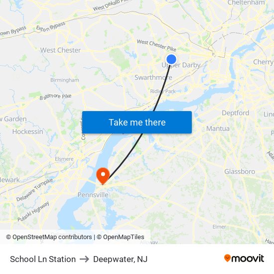 School Ln Station to Deepwater, NJ map