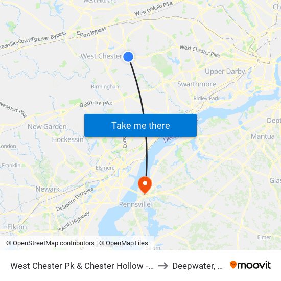 West Chester Pk & Chester Hollow - FS to Deepwater, NJ map