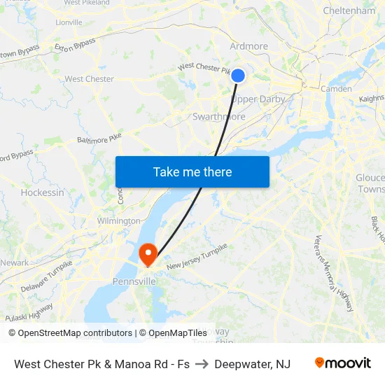 West Chester Pk & Manoa Rd - Fs to Deepwater, NJ map