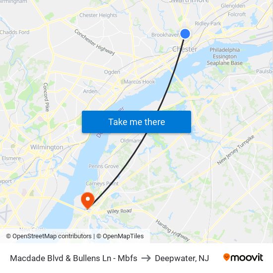 Macdade Blvd & Bullens Ln - Mbfs to Deepwater, NJ map