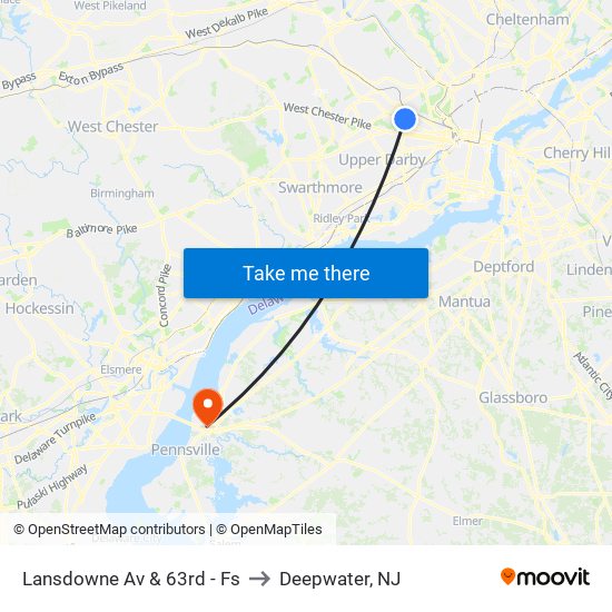 Lansdowne Av & 63rd - Fs to Deepwater, NJ map