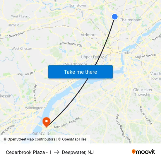 Cedarbrook Plaza - 1 to Deepwater, NJ map