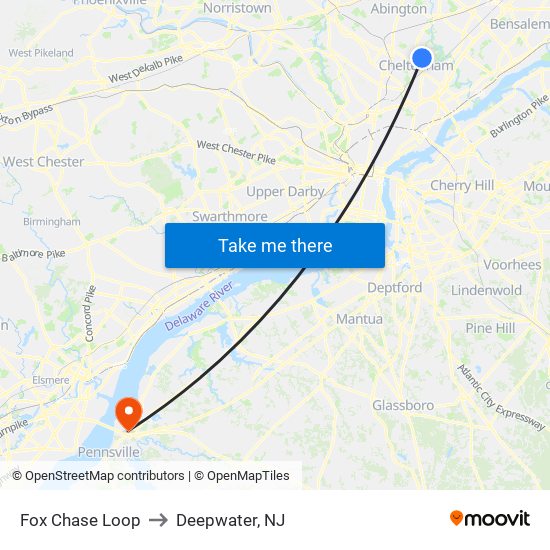 Fox Chase Loop to Deepwater, NJ map