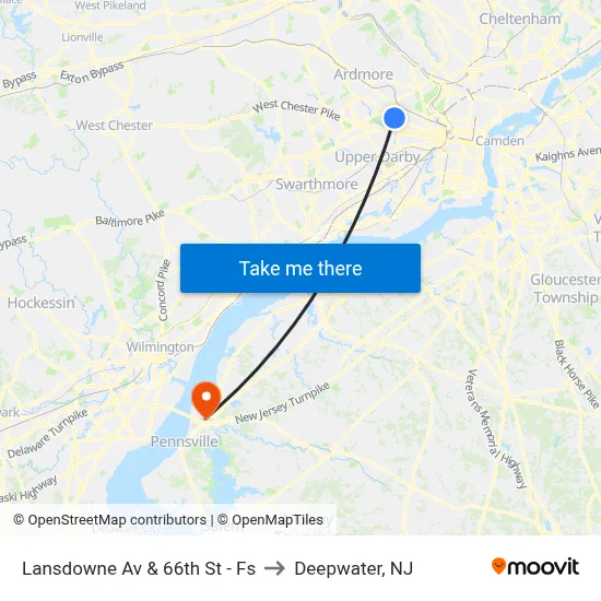 Lansdowne Av & 66th St - Fs to Deepwater, NJ map