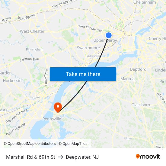 Marshall Rd & 69th St to Deepwater, NJ map