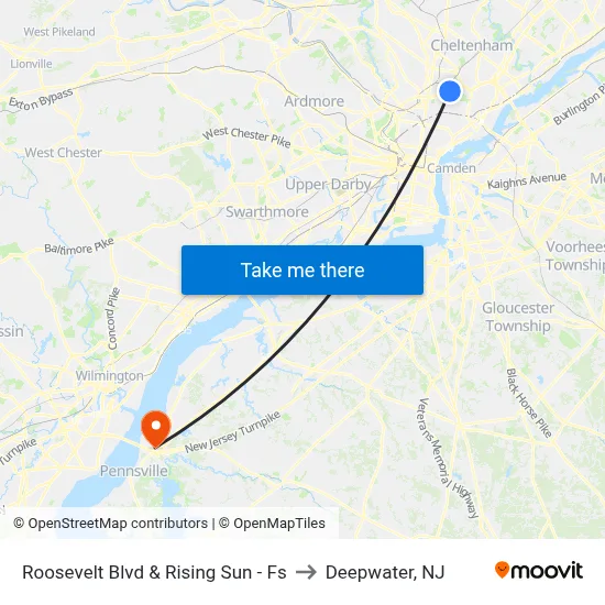 Roosevelt Blvd & Rising Sun - Fs to Deepwater, NJ map