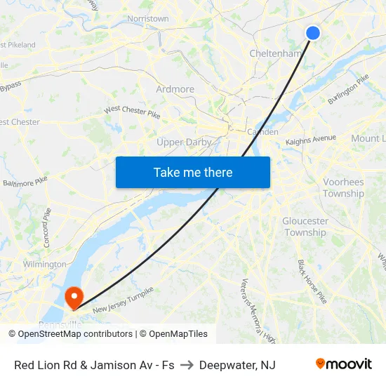 Red Lion Rd & Jamison Av - Fs to Deepwater, NJ map