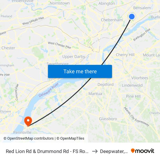 Red Lion Rd & Drummond Rd - FS Route 50 to Deepwater, NJ map