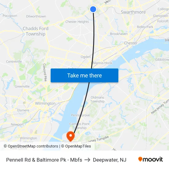 Pennell Rd & Baltimore Pk - Mbfs to Deepwater, NJ map