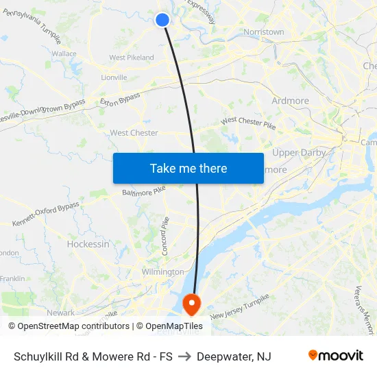 Schuylkill Rd & Mowere Rd - FS to Deepwater, NJ map