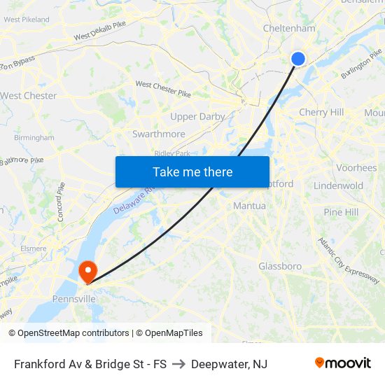 Frankford Av & Bridge St - FS to Deepwater, NJ map