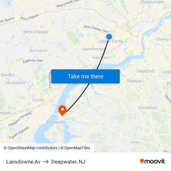 Lansdowne Av to Deepwater, NJ map