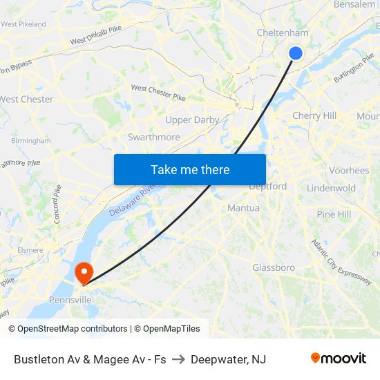 Bustleton Av & Magee Av - Fs to Deepwater, NJ map