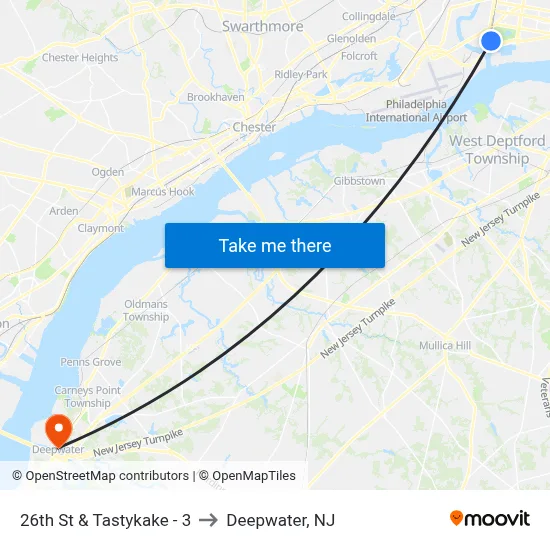 26th St & Tastykake - 3 to Deepwater, NJ map