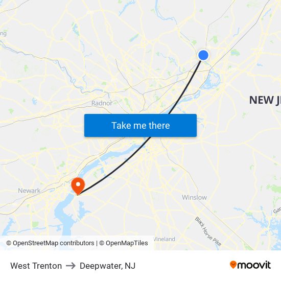 West Trenton to Deepwater, NJ map