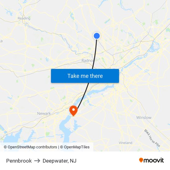 Pennbrook to Deepwater, NJ map