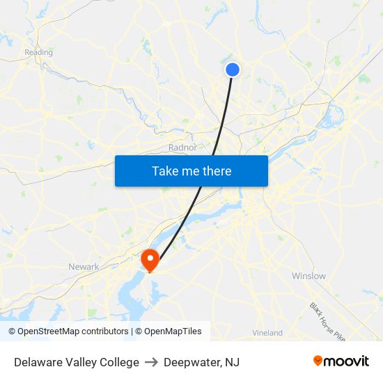 Delaware Valley College to Deepwater, NJ map