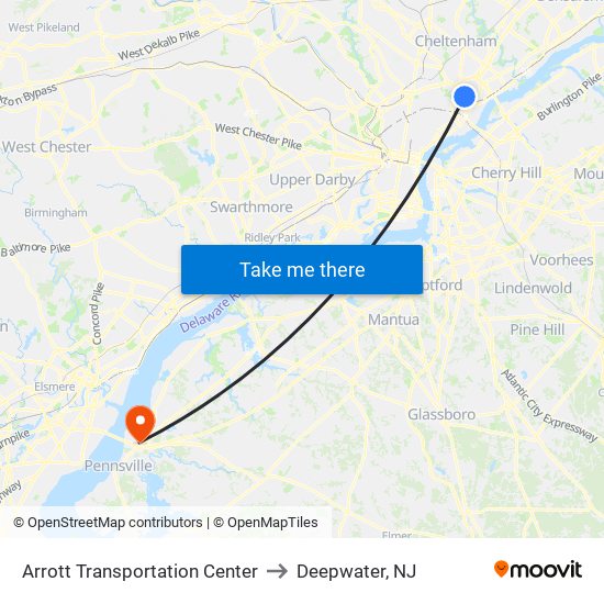 Arrott Transportation Center to Deepwater, NJ map