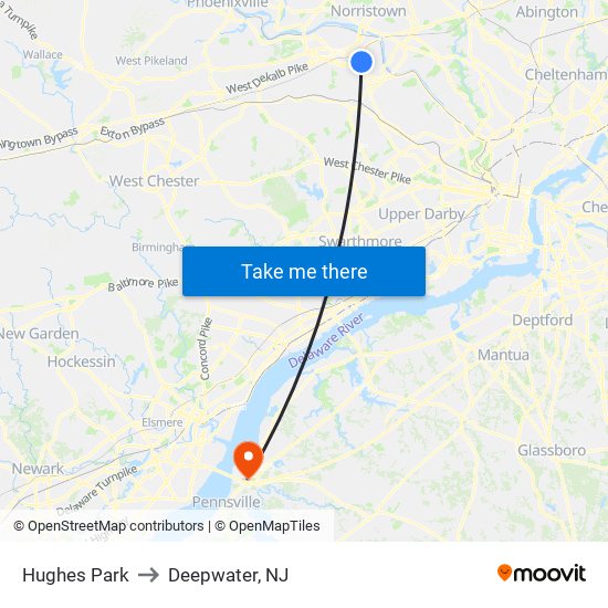 Hughes Park to Deepwater, NJ map
