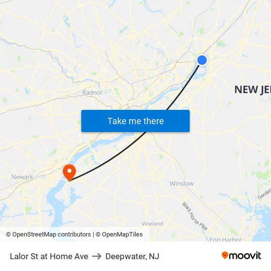 Lalor St at Home Ave to Deepwater, NJ map