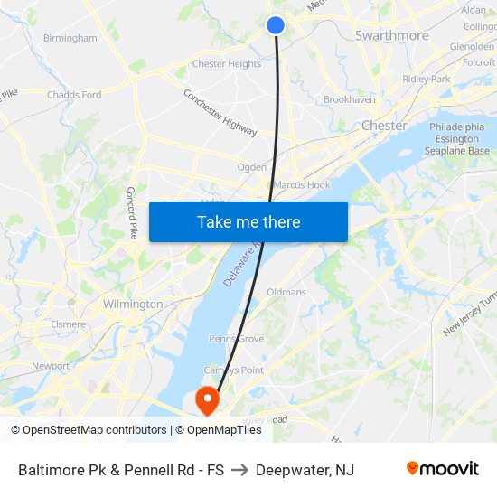 Baltimore Pk & Pennell Rd - FS to Deepwater, NJ map
