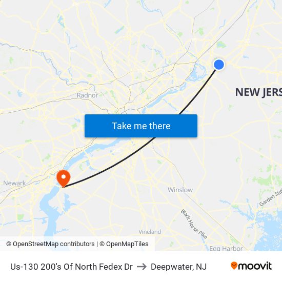 Us-130 200's Of North Fedex Dr to Deepwater, NJ map