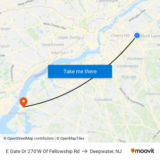 E Gate Dr 270'W Of Fellowship Rd to Deepwater, NJ map