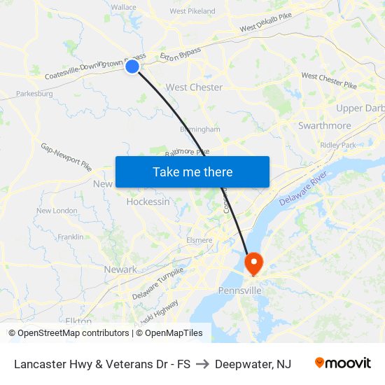 Lancaster Hwy & Veterans Dr - FS to Deepwater, NJ map