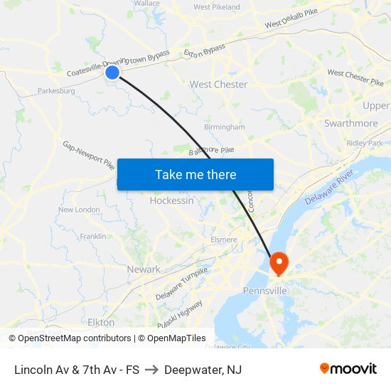 Lincoln Av & 7th Av - FS to Deepwater, NJ map
