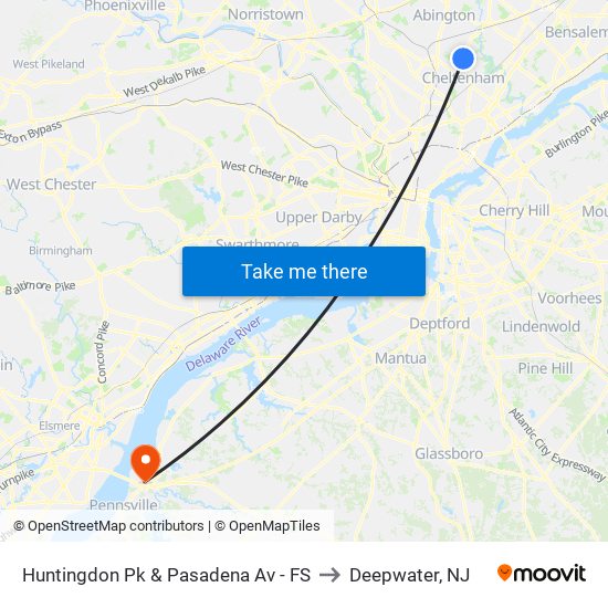 Huntingdon Pk & Pasadena Av - FS to Deepwater, NJ map