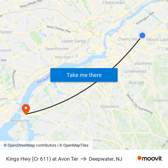 Kings Hwy (Cr 611) at Avon Ter to Deepwater, NJ map