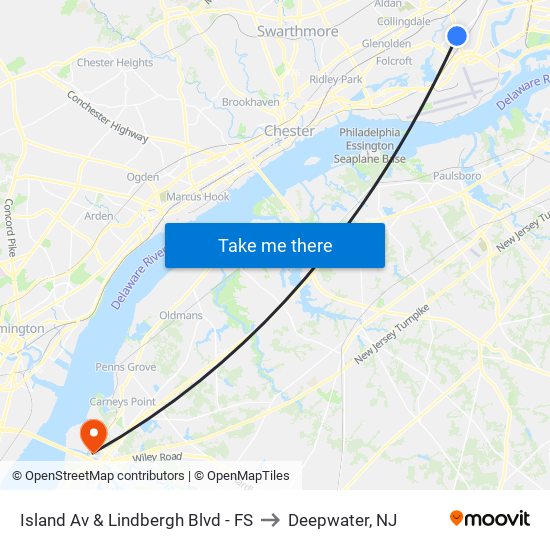 Island Av & Lindbergh Blvd - FS to Deepwater, NJ map