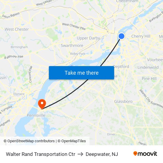 Walter Rand Transportation Ctr to Deepwater, NJ map