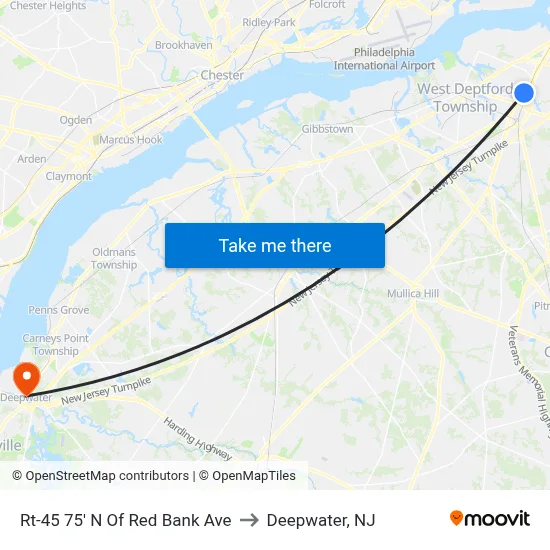 Rt-45 75' N Of Red Bank Ave to Deepwater, NJ map