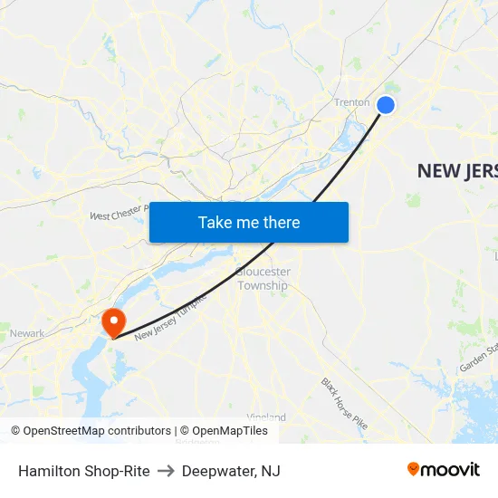 Hamilton Shop-Rite to Deepwater, NJ map