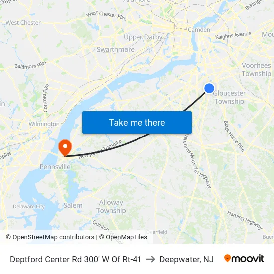 Deptford Center Rd 300' W Of Rt-41 to Deepwater, NJ map