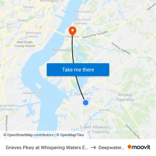 Grieves Pkwy at Whispering Waters Entrance to Deepwater, NJ map
