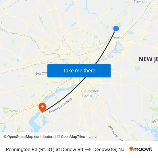 Pennington Rd (Rt. 31)  at Denow Rd to Deepwater, NJ map