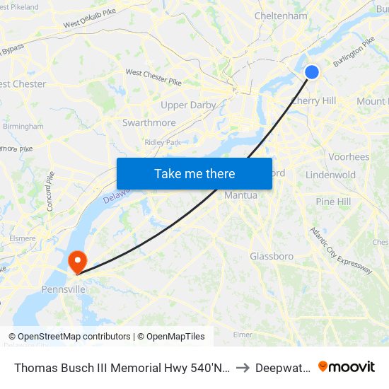 Thomas Busch III Memorial Hwy 540'N Of National H# to Deepwater, NJ map