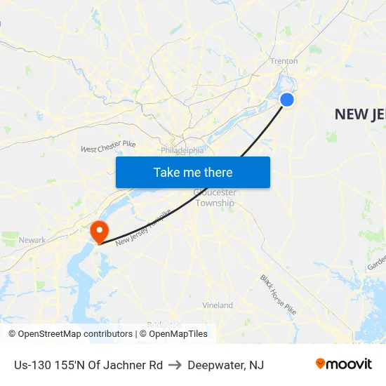 Us-130 155'N Of Jachner Rd to Deepwater, NJ map