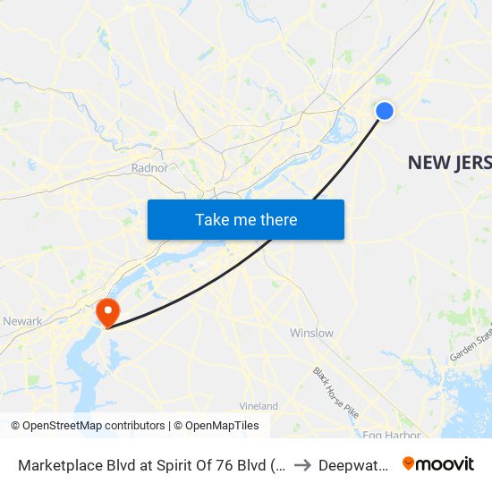 Marketplace Blvd at Spirit Of 76 Blvd (Chase Bank) to Deepwater, NJ map