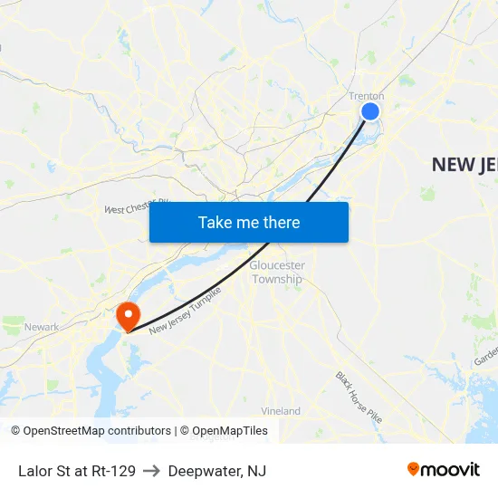Lalor St at Rt-129 to Deepwater, NJ map