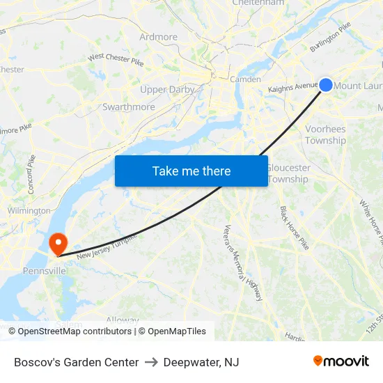 Boscov's Garden Center to Deepwater, NJ map