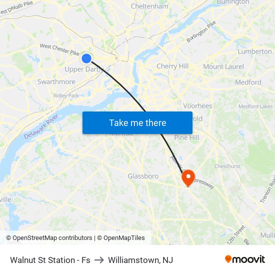 Walnut St Station - Fs to Williamstown, NJ map