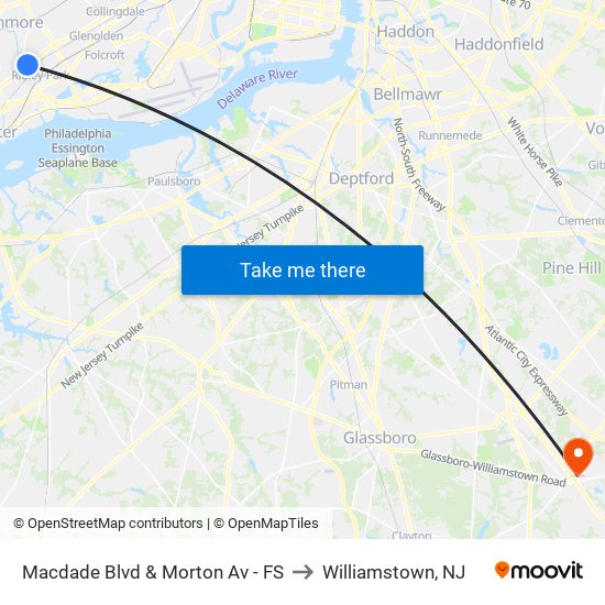 Macdade Blvd & Morton Av - FS to Williamstown, NJ map