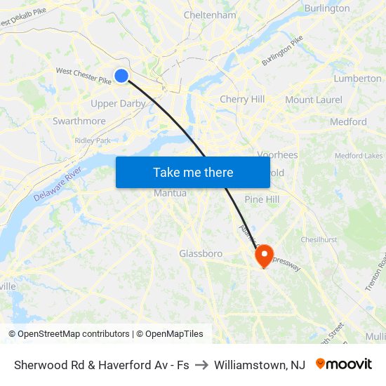 Sherwood Rd & Haverford Av - Fs to Williamstown, NJ map